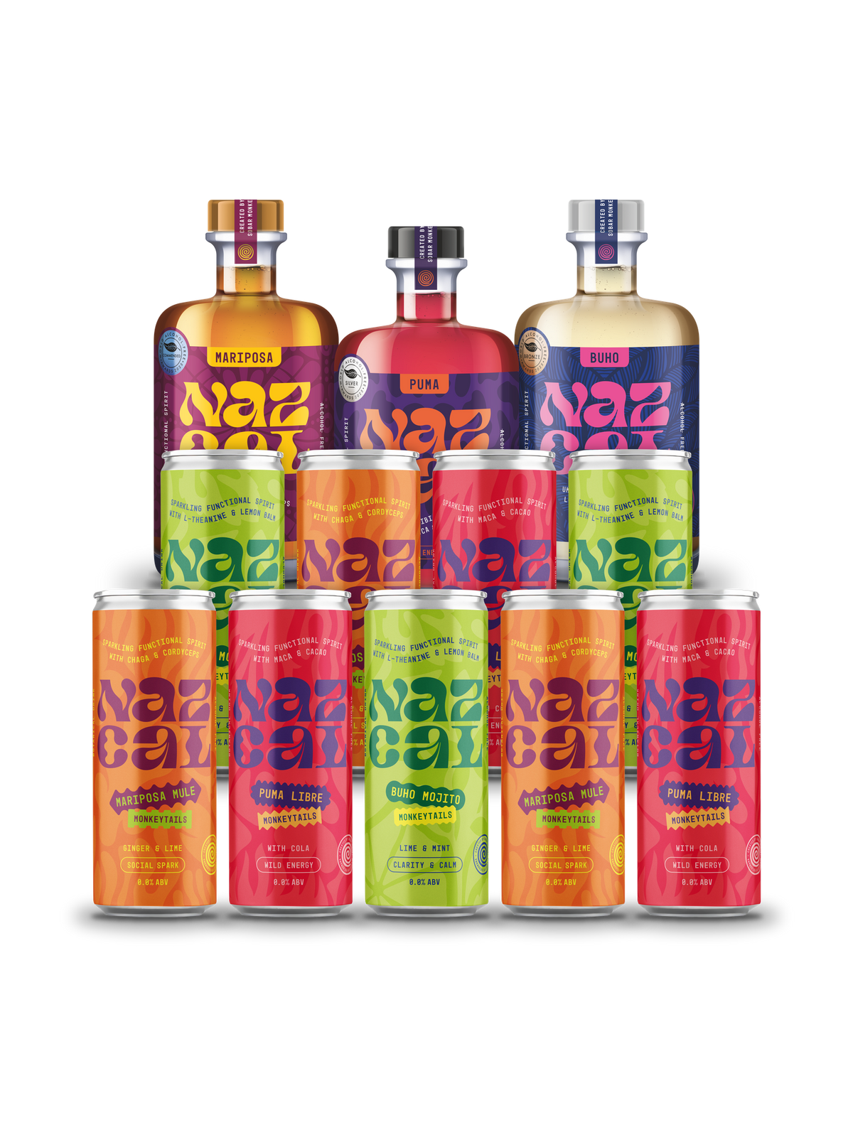 Ultimate Monkey Bundle: three Nazcal spirit bottles and a 36-can Monkeytails case